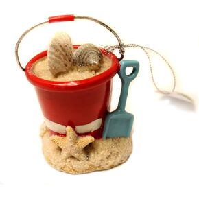 Midwest-CBK Christmas Decoration 3 Inch Beach Pail with Shells and Shovel Christmas Ornament