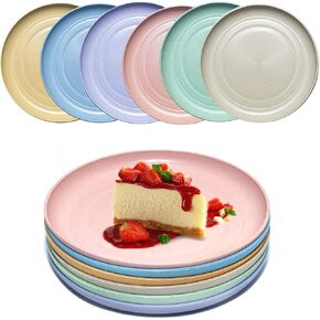 9 Pieces 9 Inch Plastic plates reusable, Wheat Straw Deep Dinner Plates,Lightweight Straw Plates, Dishwasher & Microwave Safe, Perfect for Dinner Dishes- Dishes for Kids Toddlers & Adults