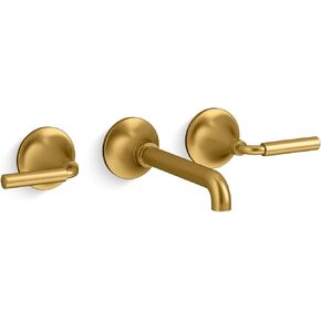 Kohler T26439-4-2MB Tone Wall-Mount Bathroom Sink Faucet Set, Bathroom Faucet with Two Lever Handles, Vibrant Brushed Moderne Brass