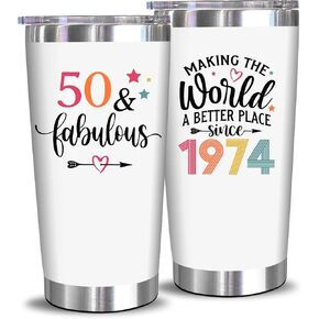 NewEleven 50th Birthday Gifts For Women - 1974 50th Birthday Decorations For Women - Gifts For Women Turning 50-50 Year Old Gifts For Women - 20 Oz Tumbler