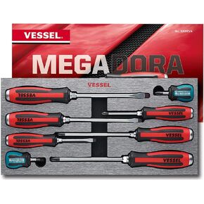 VESSEL MEGADORA Tang-Thru Screwdriver Set 8pcs. 9308EVA (EVA Foam set/Tang Thru)
