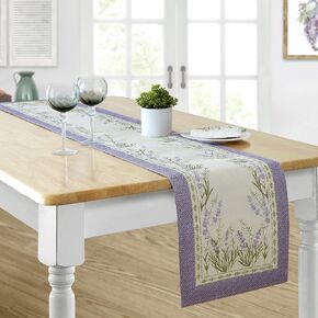Home Bargains Plus Provence Rectangle Table Runner, 70 Inch Long, Holiday Blanchard Field of Lilacs, Wrinkle and Stain Resistant Fabric Table Runner for Dinner Parties and Banquet