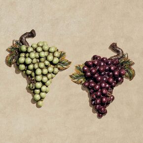 Touch of Class Bountiful Grapes Wall Accent Set of Two - Resin - Purple, Green, Brown - Grape Art for Living Room, Dining Room, Kitchen, Bar, Island, Restaurant - Large Size