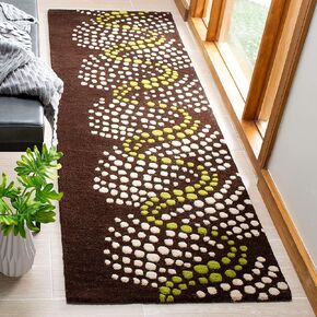 SAFAVIEH Soho Collection 2'6" x 12' Brown / Beige SOH727A Handmade Abstract Premium Wool & Viscose Runner Rug