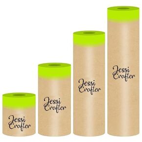 Pre Taped Masking Paper for Painting (4 Pack, 6, 12, 18 and 24 in x 50 ft), Adhesive Tape and Drape Painters Paper, Automotive Paint, House Decoration, DIY Projects.