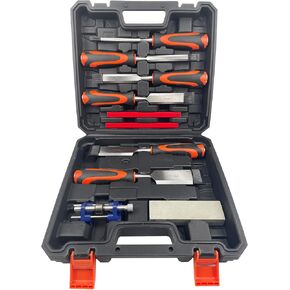 مجموعة إزميل الخشب TR TOOLROCK 10 قطع، 6 قطع إزميل خشبي فاخر مع دليل شحذ، معالج بالحرارة 60 Cr-V، حجر شحذ وأقلام نجار in Kuwait