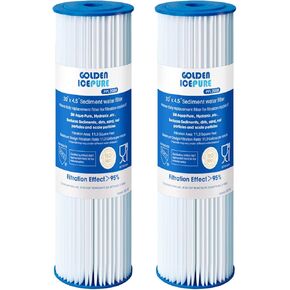 GOLDEN ICEPURE 5 Micron 20" x 4.5" Whole House Sediment Pleated Water Filter Compatible for DuPont WFHDC3001, GE FXHSC, Culligan R50-BBSA, Pentek R50-BB, W50PEHD, GXWH40L, CP5-BBS 2-PACK