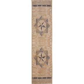 Furnish my Place Texas Star Runner Rug - 2 ft. x 8 ft, Beige Rustic, Novelty Lone Star Rug with Border, Jute Backing