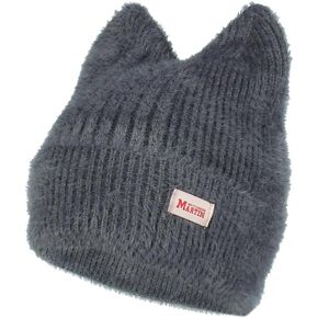 1Pcs Candy Color Cat Beanie with Ears Lightweight Elastic Skull Cap Trendy Elastic Beanies Warm Knit Hats for Women Autumn & Winter Grey