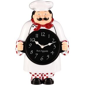 Retro European Farmhouse Wall Clock for Kitchen, DinningHall, Restaurant, and Cafe - Decorative Chef Clock with ArtisticDesign and Elegant Style Seat Clock and Wall Clock