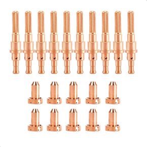 PLAXCON 10pcs 9-8210 Tip & 10pcs 9-8215 Electrode 60A Nozzle for Cutmaster 52 Thermal Dynamics SL60 SL100 Torch Consumables