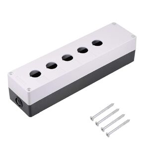 uxcell Push Button Switch Control Station Box 22mm/ 0.86 Inch Hold 5 Button Aperture Plastic Push Button Station (White,Black) 1set