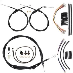 MoKitDora Dyna 14" Handlebar Extended Cable Kit Brake Line Clutch Throttle Cables for 2007-2011 Dyna Street Bob Super Glide Low Rider Wide Glide Models without ABS, Black