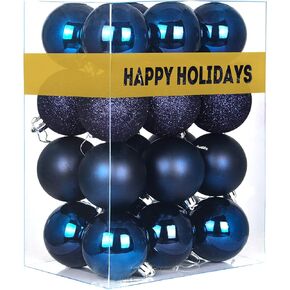 Navy Blue 3.2" Large Christmas Balls - Christmas Tree Decoration Ornaments Shatterproof Hanging Balls for Birthday Halloween Holiday Wedding Decorations Set of 24pcs