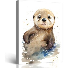 Cute Panda Pictures Wall Art Watercolor Animal Canvas Prints Wall Decor Wildlife Animals Portrait Poster Modern Framed Artwork for Living Room Kids Room Bedroom - 12"x16"
