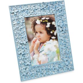 Isaac Jacobs 5x7 Pink Flower Textured Hand-Crafted Resin Picture Frame w/Easel & Hook for Tabletop & Wall Display, Decorative Floral Design Home Décor, Photo Gallery, Art (5x7, Pink)