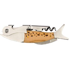 Wine Key, Stainless Steel with Wooden Handle American Design, Serrated Foil Cutter