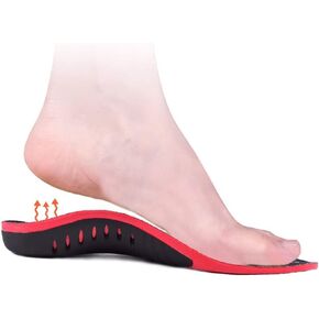 Plantar Fasciitis Insoles,Arch Support Insoles for Men Women,Orthotic Shoe Inserts for Arch Pain, Orthotics Inserts Relieve Flat Feet，High Arch Sports Comfort Shoe Insoles for Work Boot (Red, XL)