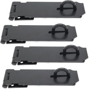 4-Pack 3 Inch Heavy Duty Stainless Steel Padlock Hasp, Black Door Lock Hasp Latch, Security Gate Lock Latches with Screws, Ideal for Outdoor Gates, Sheds, Cabinets, and Drawers
