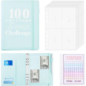 100 Envelopes Challenge Binder, Money Saving Challenge Budget Book Binder with Cash Envelopes - Fun Way to Save $5,050 - Purple