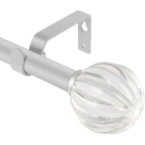 curtain rod 66-120 inch,3/4 inch Decorative,Matte Silver Crystal Finial