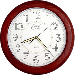 ساعات حائط مضيئة من الخشب الصلب مقاس 35.56 سم من JUSTIME، حركة صامتة بجودة الاجتياح (البلوط الطبيعي TCLD018) in Kuwait