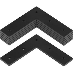 6 Pack Heavy Duty L Shaped Flat Mending Plate, 6" Flat Corner Brace Bracket, Steel Repair Plates Metal Joint, Right Angle Connector for Wooden House, Furniture, Size: 6" x 6" x 1-5/8", Thickness 3/16"