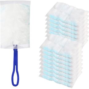 20 Count Duster Refills for Swiffer Feather Dusters, 180 Microfibre Heavy Duty Multi-Surface Dust Duster Refills with 1 Handle, Unscented