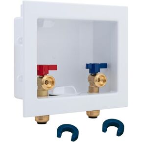 SUNGATOR Laundry Washer Valve Box, Washing Machine Outlet Box, 1/2 Inch Push-Fit Inlet x 3/4 Inch MHT Outlet, Washer Water Faucet Recessed Wall Box with Center Drain