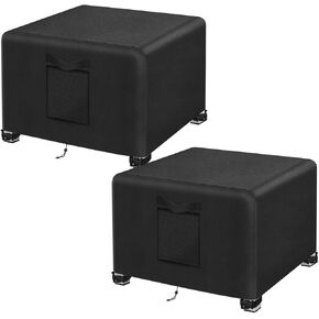 Kovshuiwe Outdoor Patio Ottoman Cover 2Pcs-20 L x 20" W x 18" H, Waterproof Patio Ottoman Cover, Heavy Duty Outdoor Furniture Cover with Padded Handles,Black