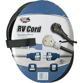 Road Power Extra Heavy Duty RV Extension Cord, 30Ft, 10 Gauge, 3 Conductor, 30-AMP, STW, RV Extension Cord, Black, 95707508
