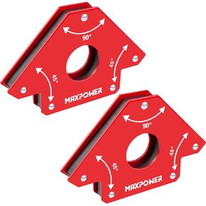 MAXPOWER Welding Magnets, 2-piece Welding Magnet Set, 75 LBS Holding Power Welding Accessories, 45° and 90° Angle Welding Magnet Holder for Welding Work