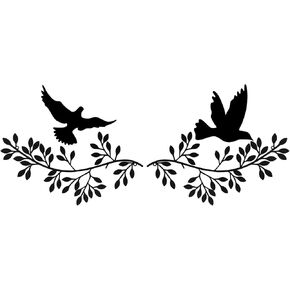 YGAOHF 2 PCS Metal Bird Wall Art, Tree Leaf Wall Decor with 2 Dove Stickers, Vine Olive Branch Art Wrought Iron Scroll Sculptures Above The Bed, Indoor Outdoor Decorations