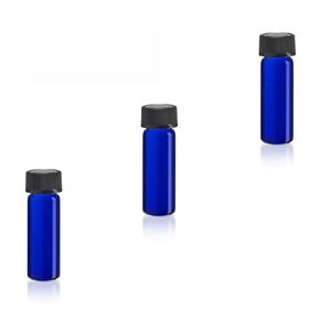 1 Dram Cobalt Blue Glass Vials w/Black Caps for Essential Oils & Liquids (Pack of 3 Cobalt)