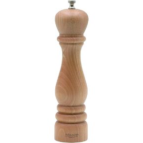 Bisetti 5 Inch Roma Beech Wood Pepper Mill With Adjustable Carbon Steel Grinder With Natural Finish, Made in Italy