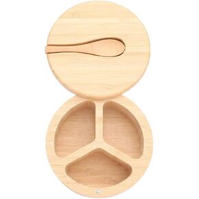 gofidin 3 Grids Wooden Storage Cellar Bowl Box with Spoon, Spice Jar Seasoning Container Salt Box Condiment Sesame Bottle BBQ Cooking Organizer Household Kitchen Tool