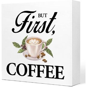 Funny Coffee Sign Desk Deocr,This Mermaid Swims on Coffee Beach Wooden Plaque Sign Desk Decor,Rustic Beach Theme Wood Block Sign Desk Decorations for Coastal Beach House Home Coffee Bar Shelf Table
