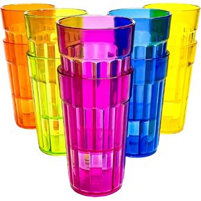 أكواب شرب صغيرة سعة 10 أونصة من هونلا، أكواب خالية من مادة BPA، أكواب بلاستيكية غير قابلة للكسر، مجموعة من 10 أكواب عصير مياه عالية الكرة للأطفال/الكبار في 5 ألوان متنوعة، آمنة للاستخدام في غسالة الأطباق