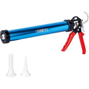 Three bearing energy-saving blue aluminum tube universal sausage glue gun, reusable to prevent dripping, 12:1 thrust, uniform thrust (two pieces)