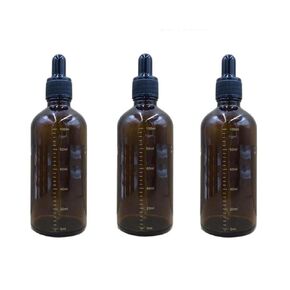 3Pcs 3.4 Ounce Amber Glass Graduated Dropping Bottle with Glass Eye Dropper Empty Essential Oil Perfume Cosmetic Fluid Containers Jar