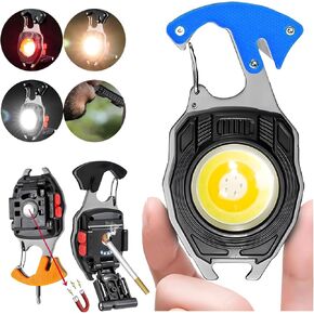 Multifunction Keychain Flashlight, LED Small Flashlight, Cob Small Flashlights,Small Keychain Work Light,Screwdriver Bottle Opener for Outoor Hiking Fishing, also lighter (Black)