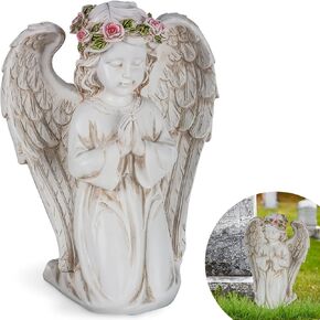Cemetery Vase Statue, Angel Grave Vases with Spikes, Resin Angel Statue for Cemetery Headstone Garden Home Decorations Memorial Gifts for Loss of Loved One (2Pcs)