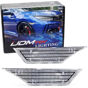 iJDMTOY JDM Black Smoked Lens Front Side Marker Lamp Housings Compatible With Honda 2016-2021 Civic Sedan Coupe Hatchback 10th Gen, OE-Spec LH RH Assembly
