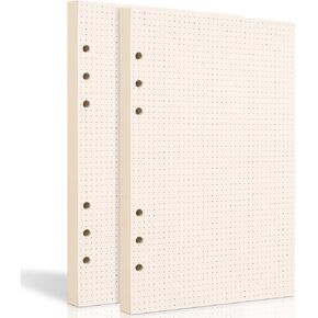 A5 Dot Grid Paper, 6 Hole Punched,A5 Dotted Refill Paper for Filofax Planner/Binders/Organizer, 8.3x5.6 Inch,80 Sheets,Beige,100GSM (1) in Kuwait