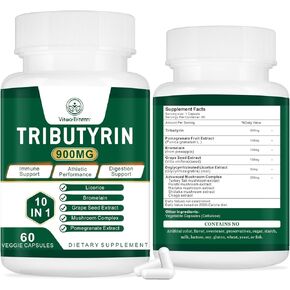 Tributyrin Supplement - Butyrate Precursor for Gut Barrier Support, Leaky Gut Support, Digestion 60 Count