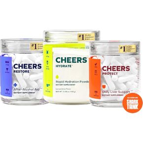 Cheers Super Combo | Restore + Protect + Hydrate | Feel Better After Drinking, Support Your Liver, & Rehydrate | DHM, L-Cysteine, Electrolytes | 12 Doses Restore & Hydrate, 30 Doses Protect