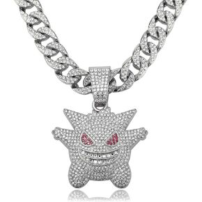 Miami Mens Cuban Link Chain Silver Gold Plated Bling Cuban Necklace Diamond Chain for Men Women 13MM iced out chain Hip Hop pendant Jewelry.