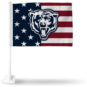 Rico Industries NFL Football Chicago Bears Double Sided Car Flag - 16" x 19" - Strong Pole That Hooks onto Car/Truck/Automobile