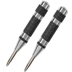 Heavy Duty Automatic Center Punch with Hardened Steel, Knurled Handle and Adjustable Tension Stroke - 5-1/4" (130mm) Length, 11/16" (17mm) Punch Diameter" - Pack of 2