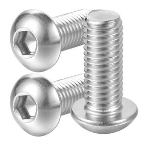 5/16-18 x 2" Button Head Socket Cap Screws 304 Stainless Steel 18-8, Full Thread, Allen Hex Drive, Coarse Thread, 10PCS
